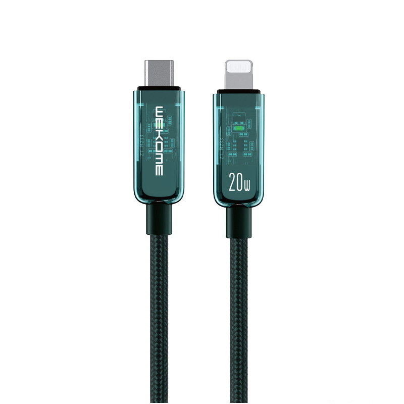 Kabel Połączeniowy USB-C Do Lightning Super Fast Charging PD 20 W 1.2 m Wekome Wdc - 181 Vanguard Series Zielony