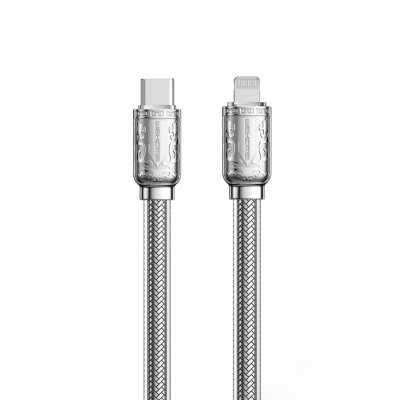 Kabel Połączeniowy USB-C Do Lightning Fast Charging PD 20 W 1 m Wekome Wdc - 178 Bakin Series Srebrny