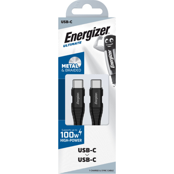 Kabel Połączeniowy USB-C Do USB-C 100 W 2 m Energizer Ultimate Czarny