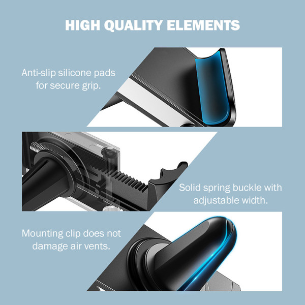 Uchwyt Uniwersalny Samochodowy Do Telefonu 4 " - 6.5'' Crong Universal Smart Car Holder Czarny