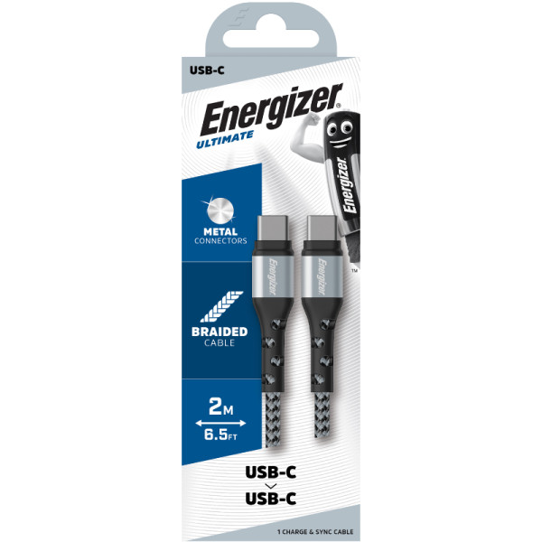Kabel Połączeniowy USB-C Do USB-C 2 m Energizer Ultimate Srebrny