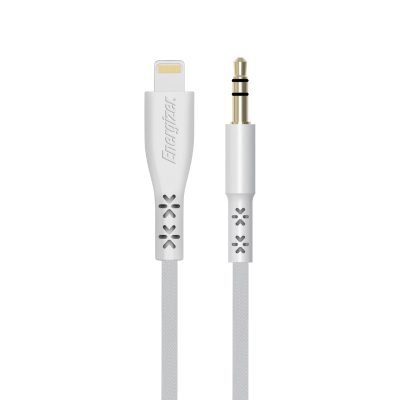 Kabel Audio Jack 3.5 mm - Lightning Certyfikat Mfi 1.5 m EU Energizer Hardcase Biały