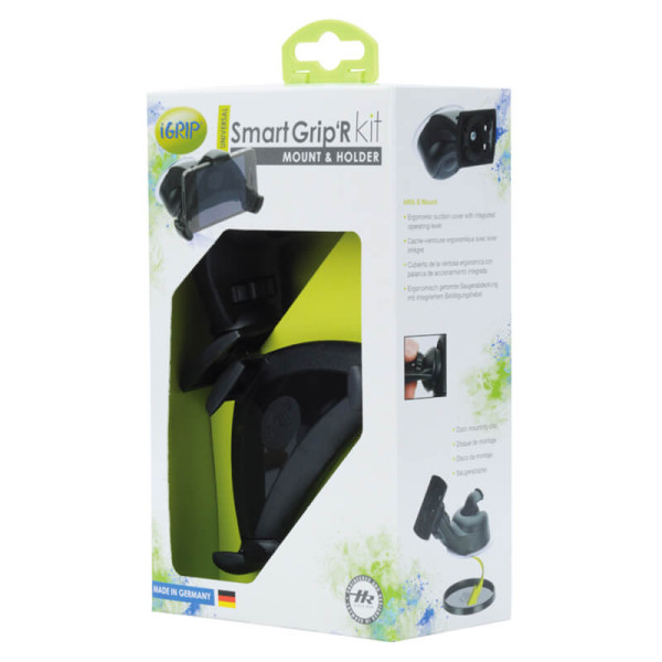 Uchwyt Uniwersalny Samochodowy Do Smartfonów O Szer. 50 - 75 mm / Wys. 103 - 127 mm iGrip Universal Smart Grip´R Kit Czarny