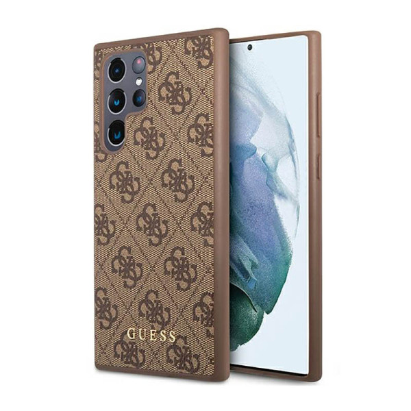 Etui Do Samsung Galaxy S23 Ultra Guess 4G Metal Logo Brązowy