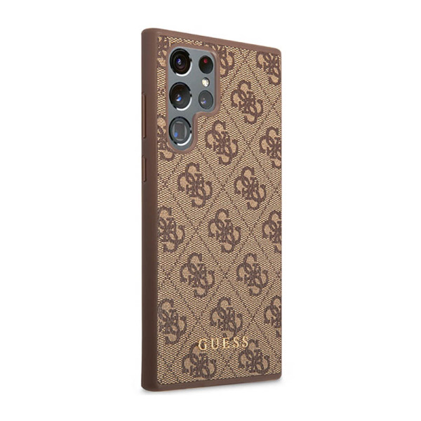 Etui Do Samsung Galaxy S23 Ultra Guess 4G Metal Logo Brązowy