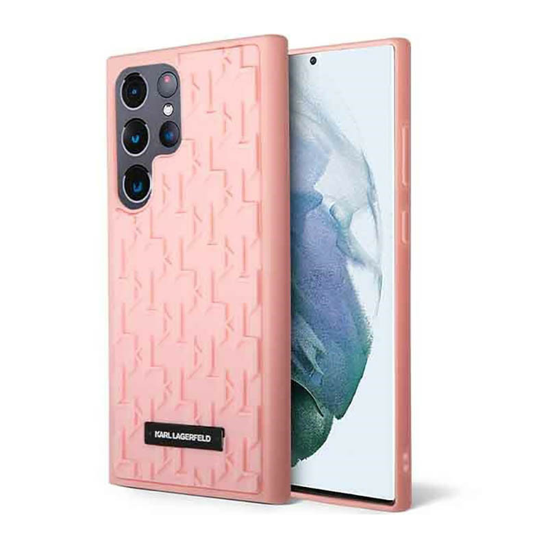 Etui Do Samsung Galaxy S23 Ultra Karl Lagerfeld Monogram 3D Pattern Różowy