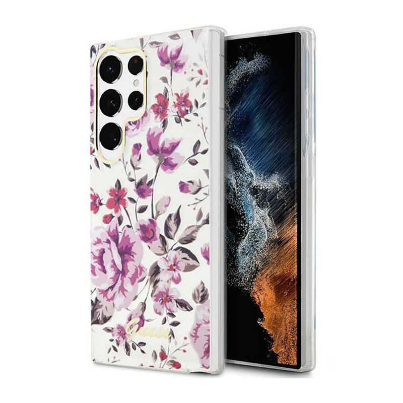Etui Do Samsung Galaxy S23 Ultra Guess Flower Collection Biały