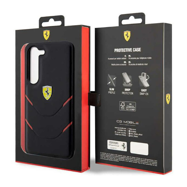 Etui Do Samsung Galaxy S23+ Ferrari Hot Stamp Lines Czarny
