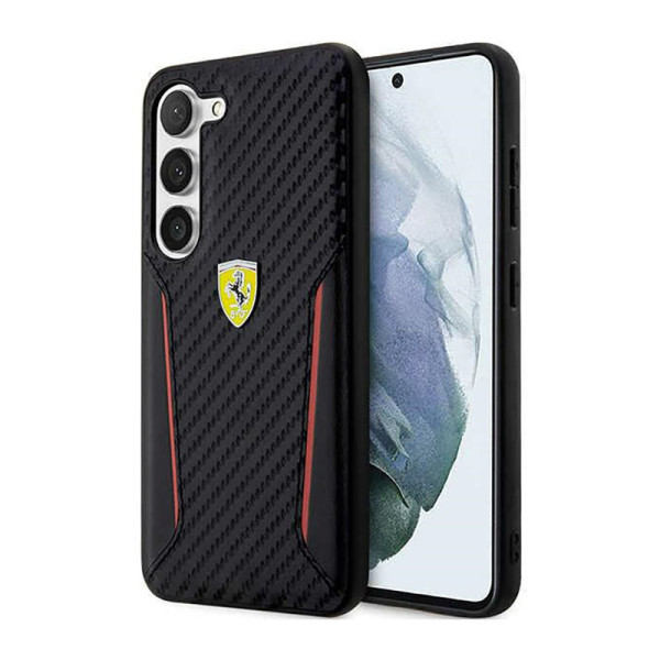 Etui Do Samsung Galaxy S23+ Ferrari Carbon Contrast Edges Czarny