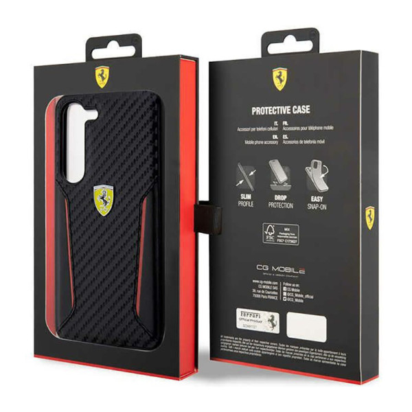 Etui Do Samsung Galaxy S23+ Ferrari Carbon Contrast Edges Czarny