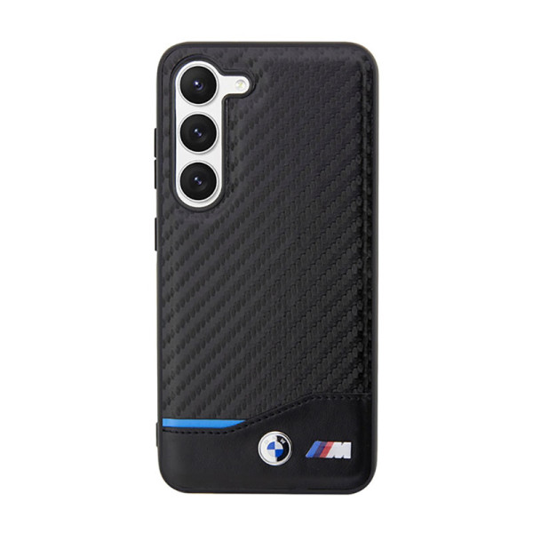 Etui Do Samsung Galaxy S23+ BMW Leather Carbon Blue Line Czarny