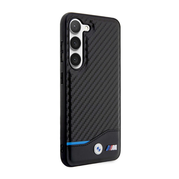 Etui Do Samsung Galaxy S23+ BMW Leather Carbon Blue Line Czarny