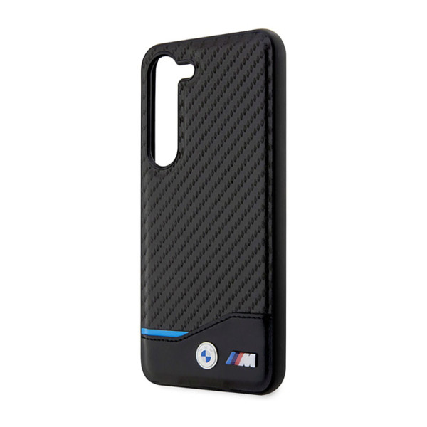 Etui Do Samsung Galaxy S23+ BMW Leather Carbon Blue Line Czarny