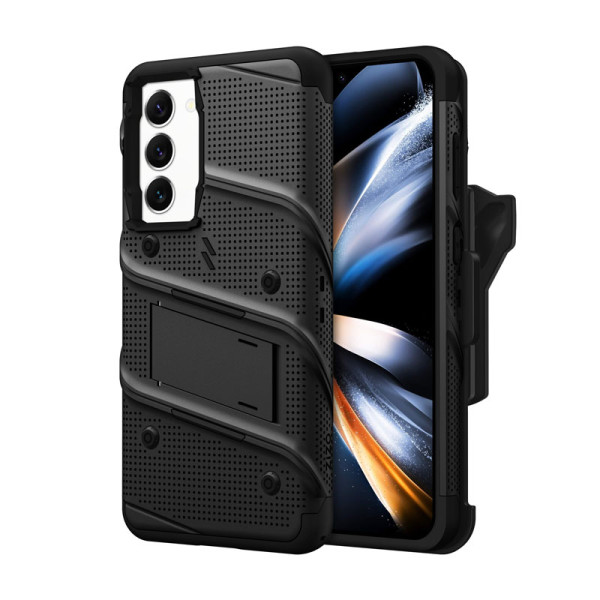 Etui Pancerne Do Samsung Galaxy S23+ Ze Szkłem 9H Na Ekran + Uchwyt Z Podstawką Zizo Bolt Series Czarny