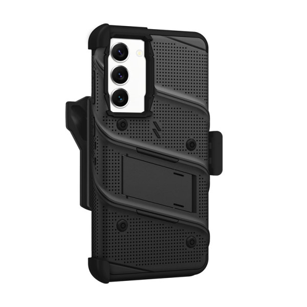 Etui Pancerne Do Samsung Galaxy S23+ Ze Szkłem 9H Na Ekran + Uchwyt Z Podstawką Zizo Bolt Series Czarny