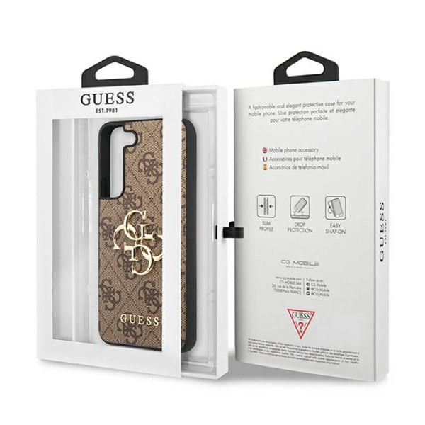 Etui Do Samsung Galaxy S23 Guess 4G Big Metal Logo Brązowy