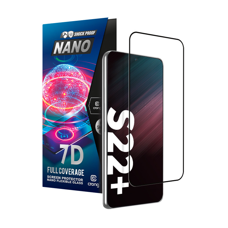 Szkło Hybrydowe 9H Na Cały Ekran Samsung Galaxy S22+ Crong 7D Nano Flexible Glass