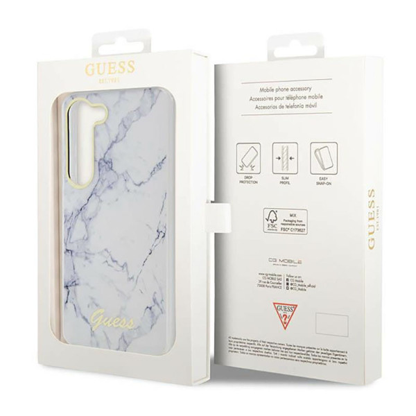 Etui Do Samsung Galaxy S23 Guess Marble Collection Biały