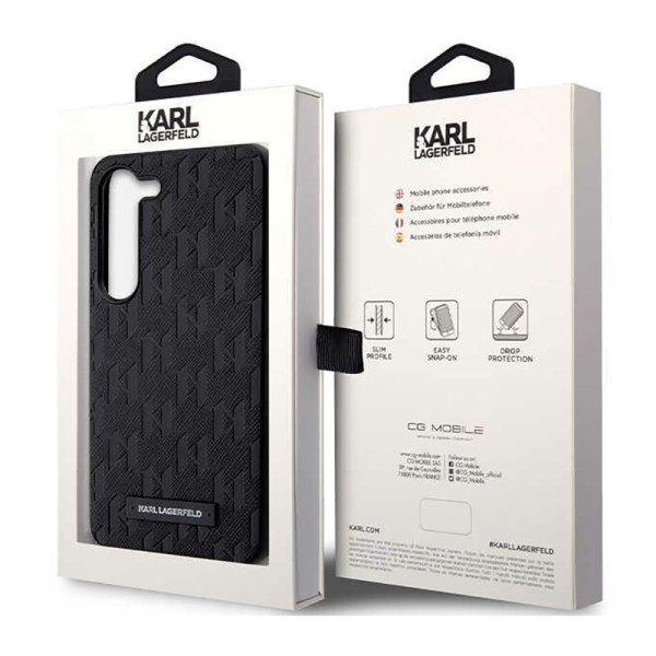 Etui Do Samsung Galaxy S23 Karl Lagerfeld Saffiano Monogram Metal Logo Czarny