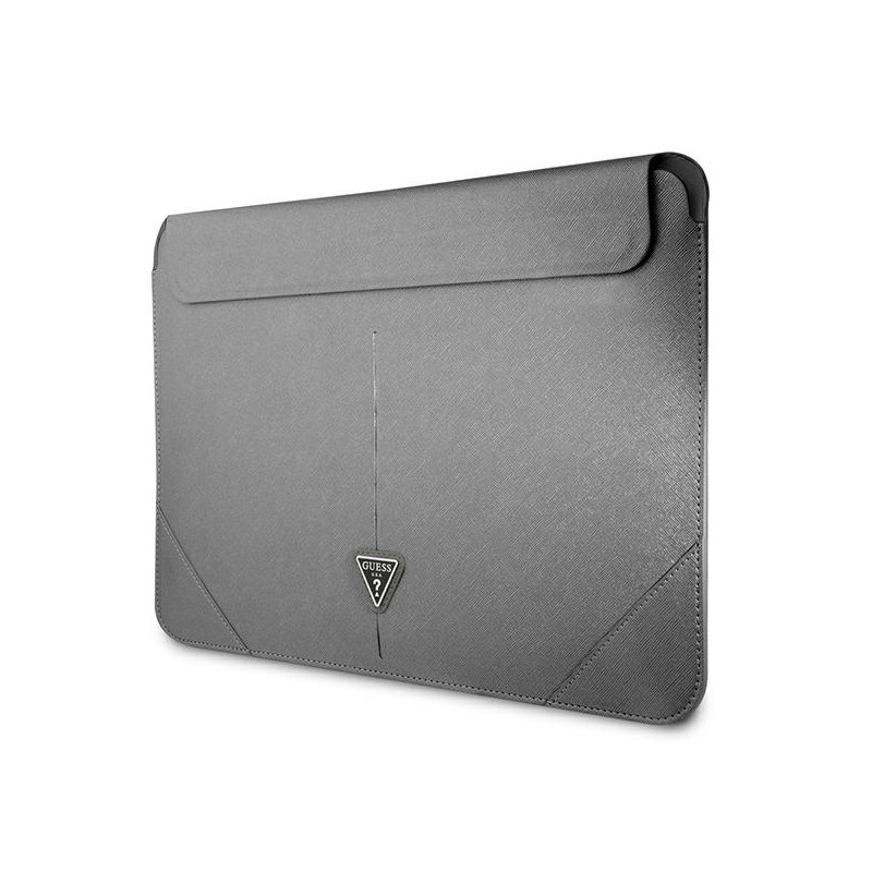 Etui Na Notebooka 13 " / 14 " Guess Saffiano Triangle Logo Sleeve Srebrny
