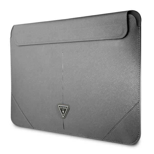 Etui Na Notebooka 13 " / 14 " Guess Saffiano Triangle Logo Sleeve Srebrny