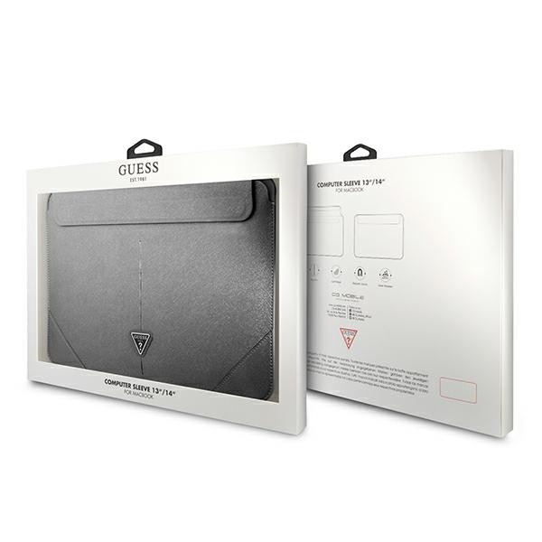 Etui Na Notebooka 13 " / 14 " Guess Saffiano Triangle Logo Sleeve Srebrny