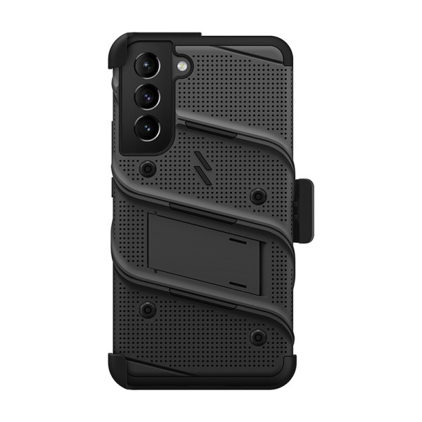 Etui Pancerne Do Samsung Galaxy S22+ Ze Szkłem 9H Na Ekran + Uchwyt Z Podstawką Zizo Bolt Series Czarny