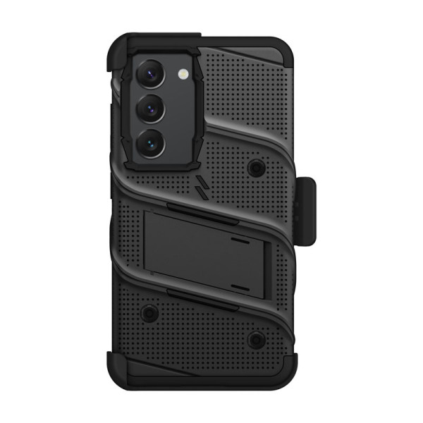 Etui Pancerne Do Samsung Galaxy S23 Ze Szkłem 9H Na Ekran + Uchwyt Z Podstawką Zizo Bolt Series Czarny