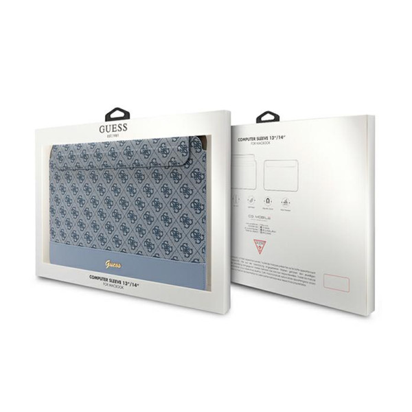 Etui Na Notebooka 14 " Guess 4G Stripe Metal Logo Computer Sleeve Niebieski