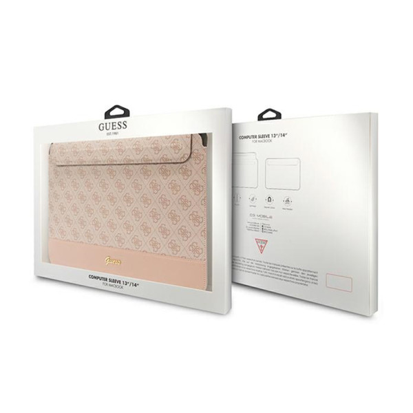 Etui Na Notebooka 14 " Guess 4G Stripe Metal Logo Computer Sleeve Różowy