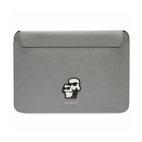 Etui Na Notebook 16 " Karl Lagerfeld NFT Saffiano Karl & Choupette Sleeve Srebrny