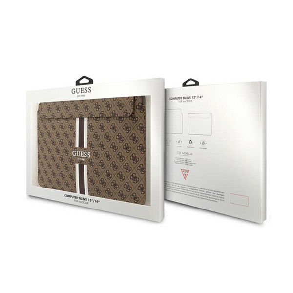 Etui Na Notebooka 14 " Guess 4G Printed Stripes Computer Sleeve Brązowy