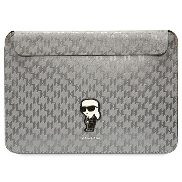 Etui Na Notebook 14 " Karl Lagerfeld NFT Saffiano Monogram Ikonik Karl Sleeve Srebrny