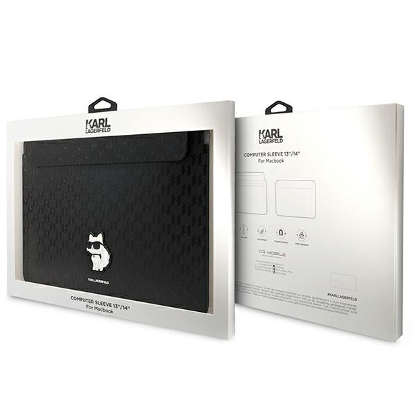 Etui Na Notebooka 14 " Karl Lagerfeld NFT Saffiano Monogram Ikonik Choupette Sleeve Czarny