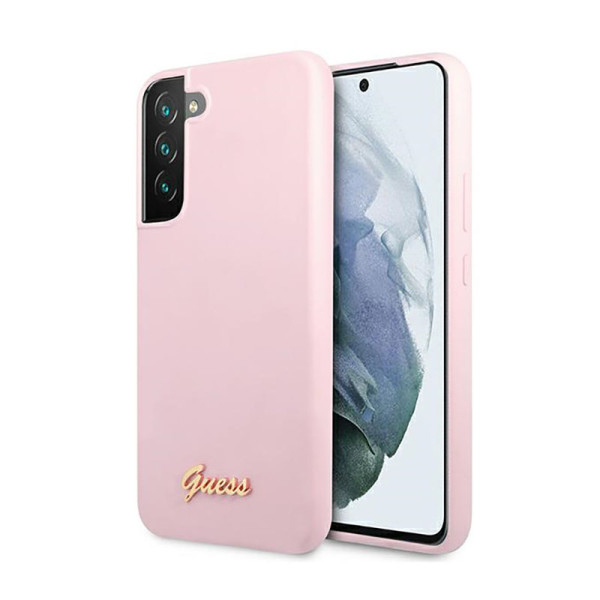 Etui Do Samsung Galaxy S22+ Guess Silicone Script Metal Logo Fioletowy