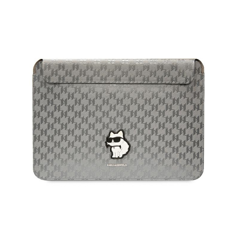 Etui Na Notebook 14 " Karl Lagerfeld NFT Saffiano Monogram Ikonik Choupette Sleeve Srebrny
