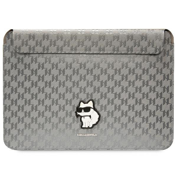 Etui Na Notebook 14 " Karl Lagerfeld NFT Saffiano Monogram Ikonik Choupette Sleeve Srebrny