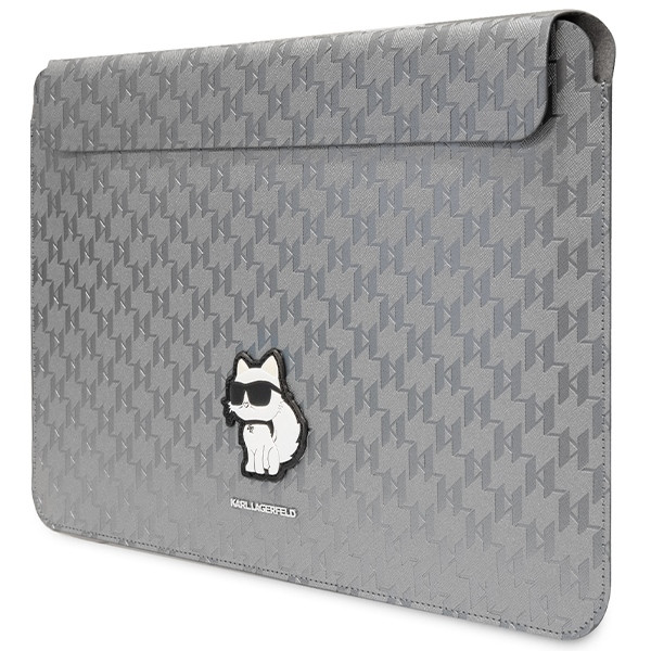 Etui Na Notebook 14 " Karl Lagerfeld NFT Saffiano Monogram Ikonik Choupette Sleeve Srebrny