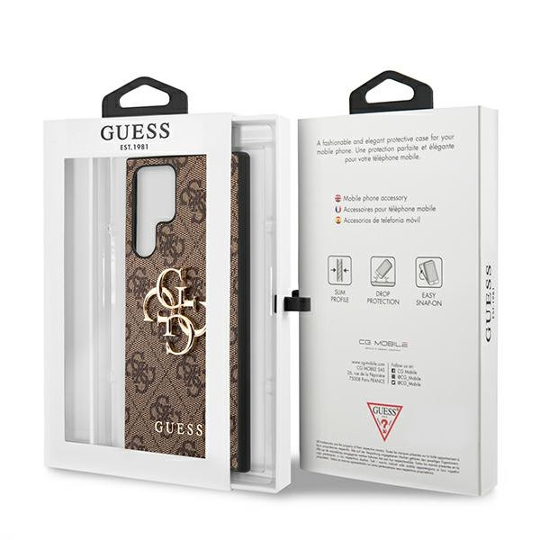 Etui Do Samsung Galaxy S22 Ultra Guess 4G Big Metal Logo Brązowy