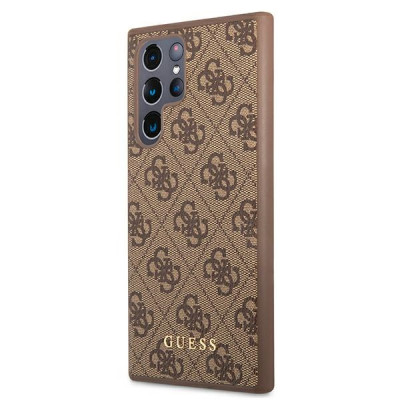 Etui Do Samsung Galaxy S22 Ultra Guess 4G Metal Gold Logo Brązowy
