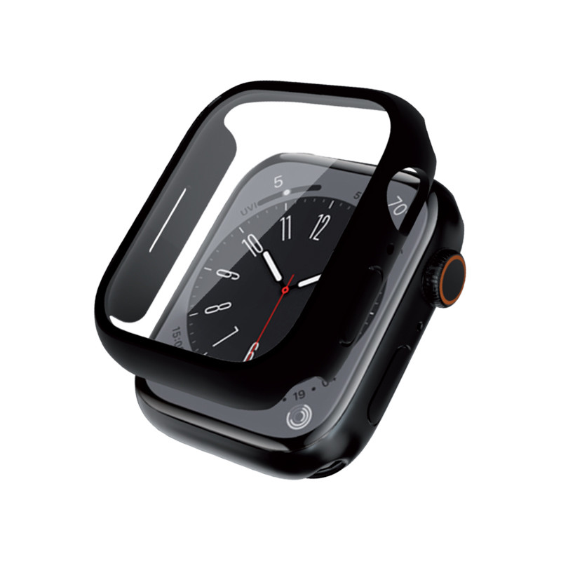 Etui Ze Szkłem Do Apple Watch 45 mm Crong Hybrid Watch Case Czarny