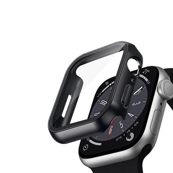 Etui Ze Szkłem Do Apple Watch 45 mm Crong Hybrid Watch Case Czarny