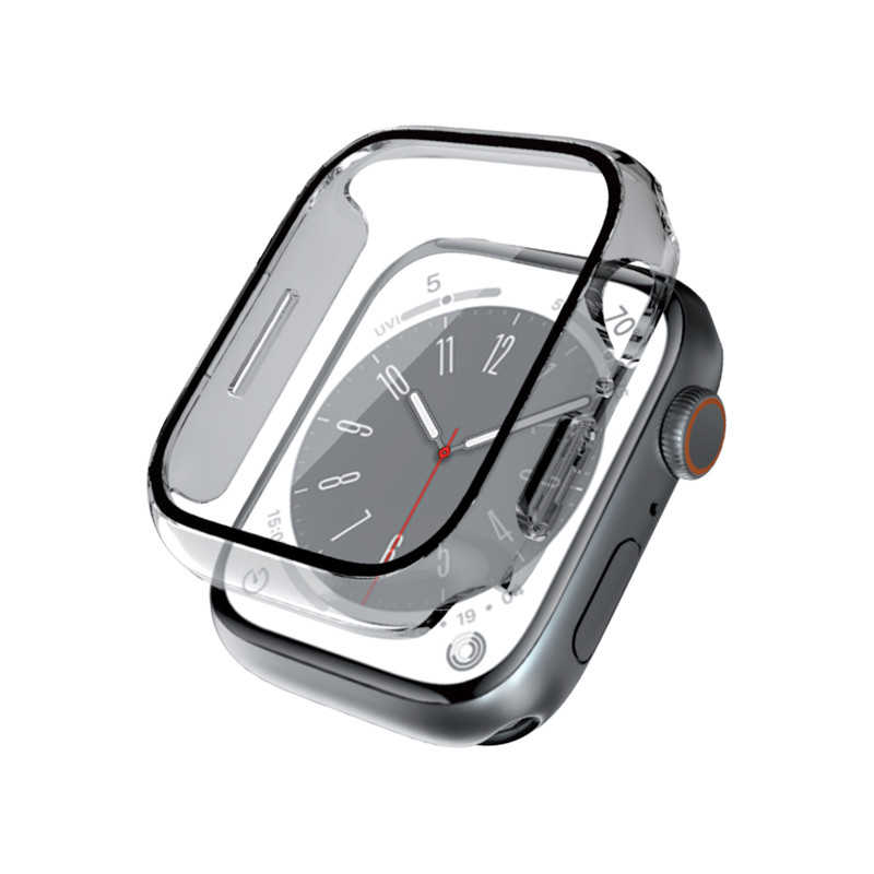 Etui Ze Szkłem Do Apple Watch 45 mm Crong Hybrid Watch Case Przezroczysty