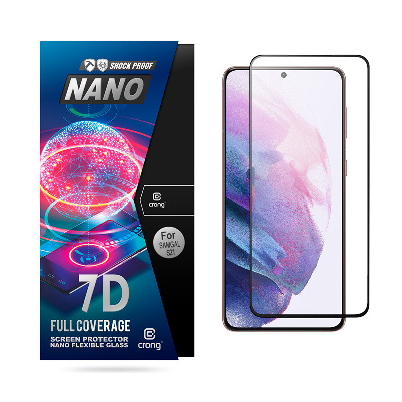 Szkło Hybrydowe Niepękające 9H Na Cały Ekran Samsung Galaxy S21 Crong 7D Nano Flexible Glass