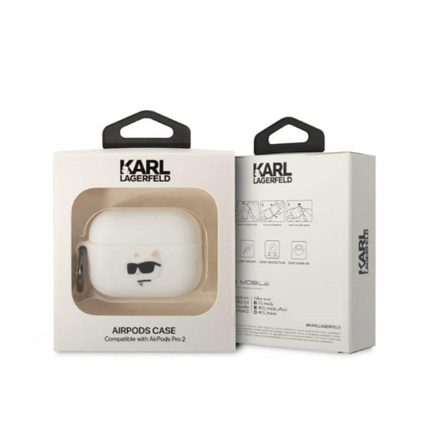 Etui Do AirPods Pro 2 Karl Lagerfeld Silicone NFT Choupette Head 3D Biały