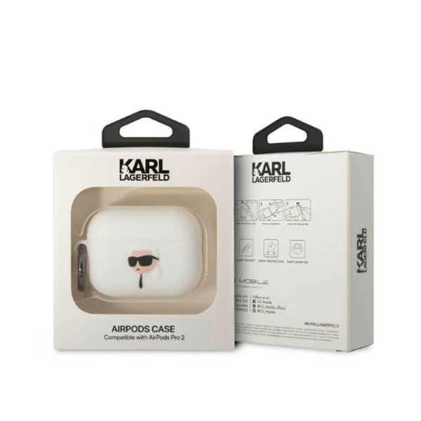 Etui Do AirPods Pro 2 Karl Lagerfeld Silicone NFT Karl Head 3D Biały