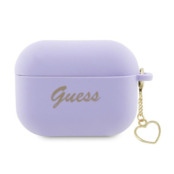Etui Do AirPods Pro 2 Guess Silicone Heart Charm Fioletowy