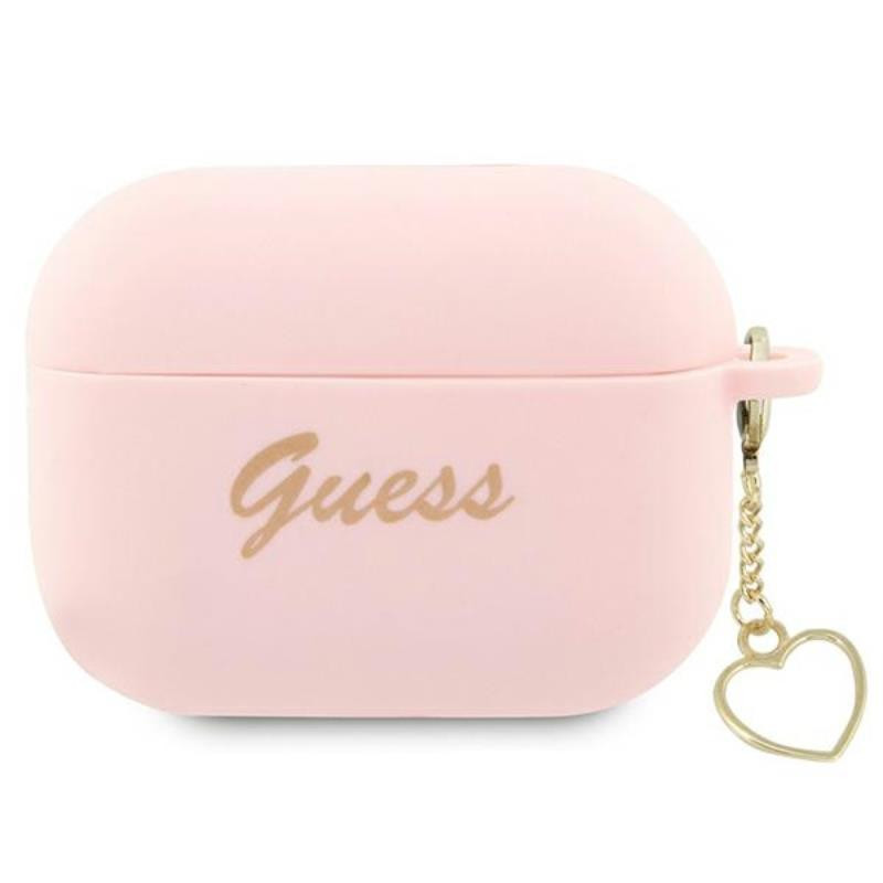Etui Do AirPods Pro 2 Guess Silicone Heart Charm Różowy