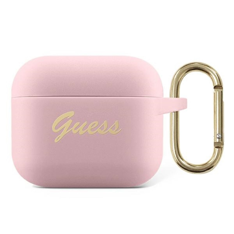 Etui Do AirPods 3 Guess Silicone Vintage Script Różowy