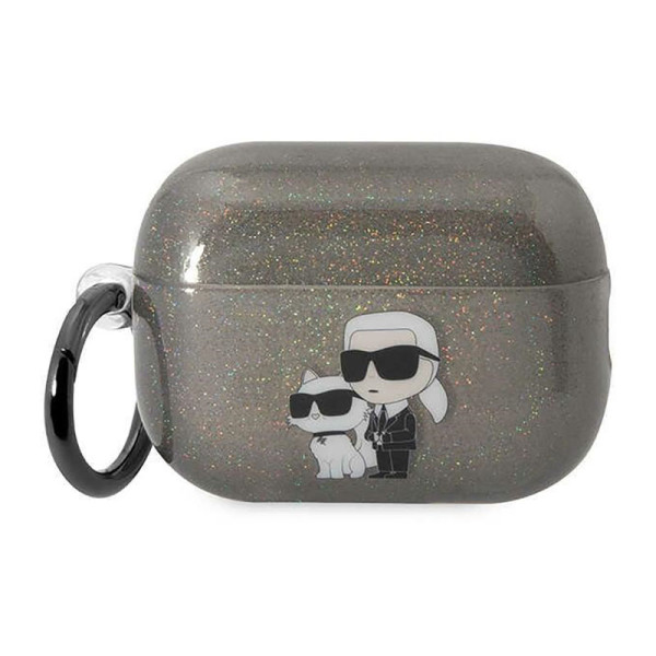 Etui Do AirPods Pro 2 Karl Lagerfeld Glitter NFT Karl & Choupette Czarny